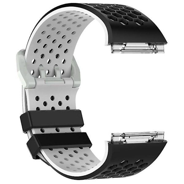 Til Fitbit Ionic Tofarvet silikoneurrem med spænde Black - White