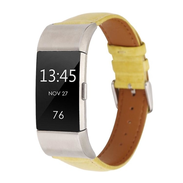 Til Fitbit Charge 2 Fresh Style læderurrem Yellow