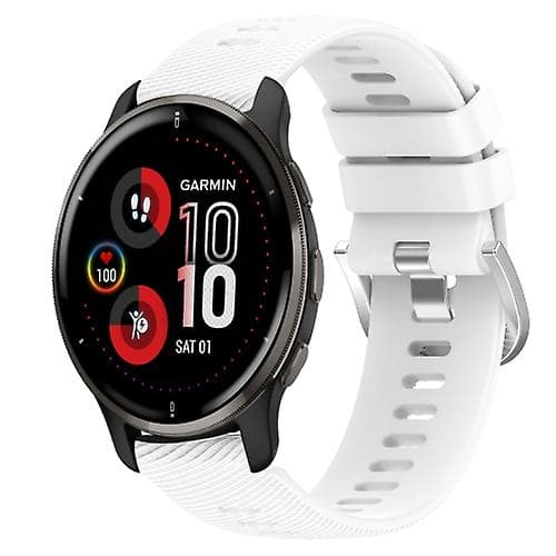 Til Garmin Venu 2 Plus 20 mm ensfarvet blød silikone urrem White