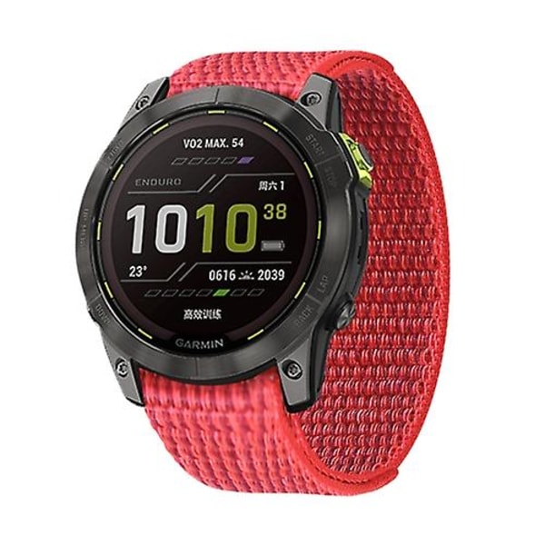 Til Garmin Fenix ​​7x krog og løkke fastener nylon urbånd Red