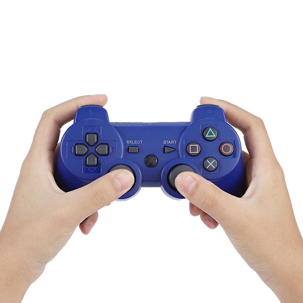 Trådløs Bluetooth-spillkontroller for PS3, fullfunksjons gamepad-håndtak (blå)
