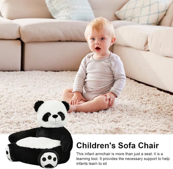 Barnesofa, myk og komfortabel plysjsofa, dekorasjon til barnerom (Panda)