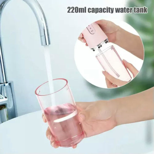 Oral Irrigator Bärbar Tandtråd Vattentråd USB Laddningsbar Vattenstråle Rosa