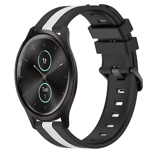 För Garmin Garminmove Style 20 mm vertikalt tvåfärgat watch Black-White