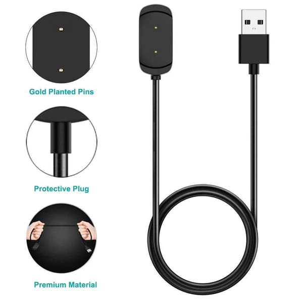 Oplader til Amazfit GTS GTR T-Rex med 3,3ft sort USB-kabel