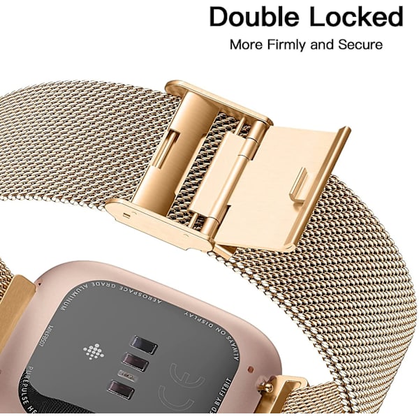 Fitbit Versa/fitbit Versa 2 Band For Dame Menn, Justerbar Rustfri Royal Gold