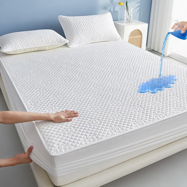 Jasmintrådigt vattentätt madrasskydd med elastiska band (vit/140x200cm)