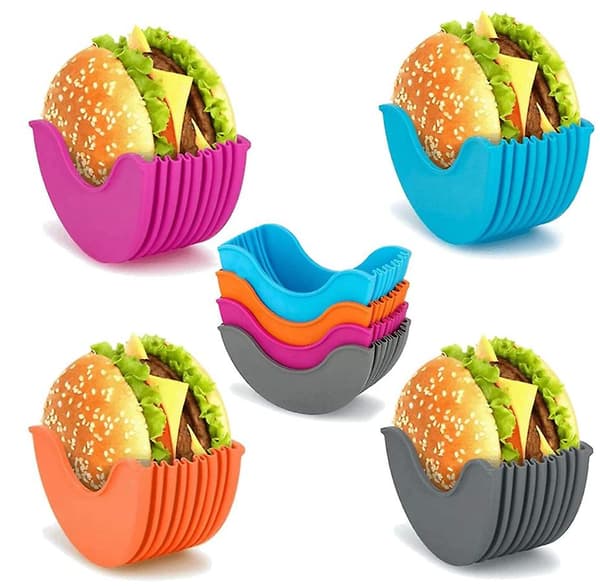 4 stk Hamburger Buns Fast Boks Burger Holder Sandwich Holder Gjenbrukbar Blue 4pcs