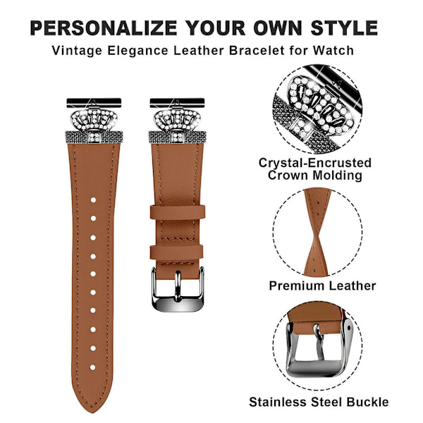 Svart läderklockarmband för Huawei Watch 2/gt 2 42mm / Gt 3 42mm Brown