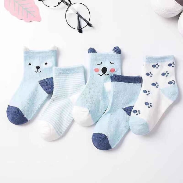 5 par paket med tecknade print baby Soft Strip Stretch Golvstrumpor style2