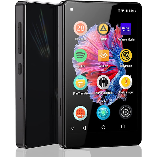 Mp3-soitin Bluetooth Spotifylla lapsille, Audible, selain (irrotettava), Amazon Music, 4,0" Ips Display Mp4 Kannettava musiikkisoitin, koko kosketusnäyttö metalli