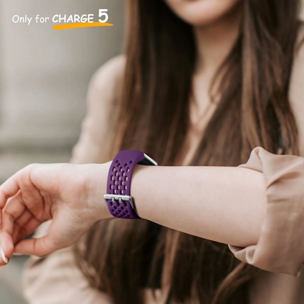 4-pakning Kompatibel med Fitbit Charge 5/Charge 6-bånd for kvinner og menn Pustende lufthull Sport armbånd