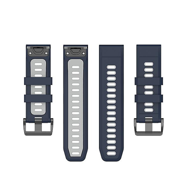 Til Garmin Fenix ​​7 22mm tofarvet silikone jack urbånd Blue Gray