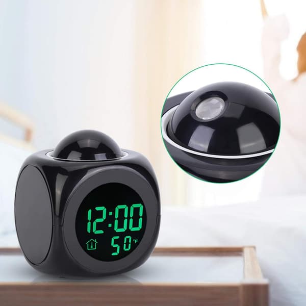 Projektionsväckarklocka med Temperaturvisning Svart