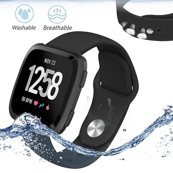 Til Fitbit Versa 2 / Fitbit Versa Lite ensfarvet silikoneurrem Black