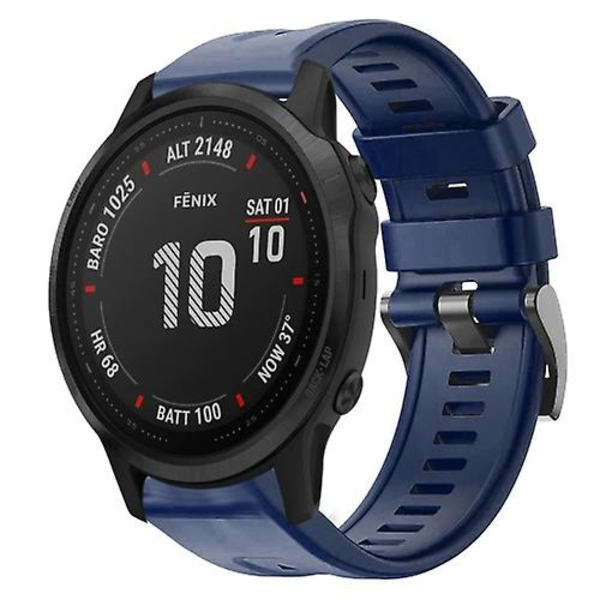 For Garmin Fenix ​​6s Pro metallspenne ensfarget silikonklokkerem Navy Blue