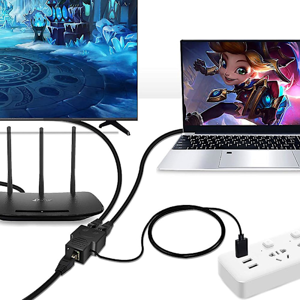 Rj45 netværkssplitteradapter, 1 til 2 dobbelt hun USB til Rj45-port