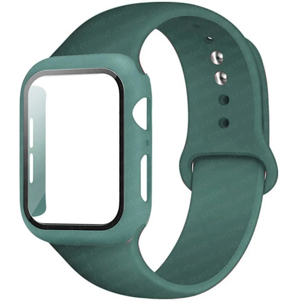 Etui + Rem til Apple Watch Band 44mm 40mm 38mm 42mm Silikone Armbånd med PC Skærmbeskytter Cover iWatch 3 4 5 6 SE