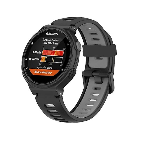 Til Garmin Forerunner 735 / 235 tofarvet silikone urrem Black-Grey