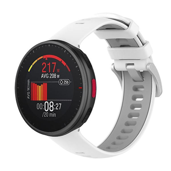 Til Polar Vantage V2 tofarvet silikoneurrem White Grey