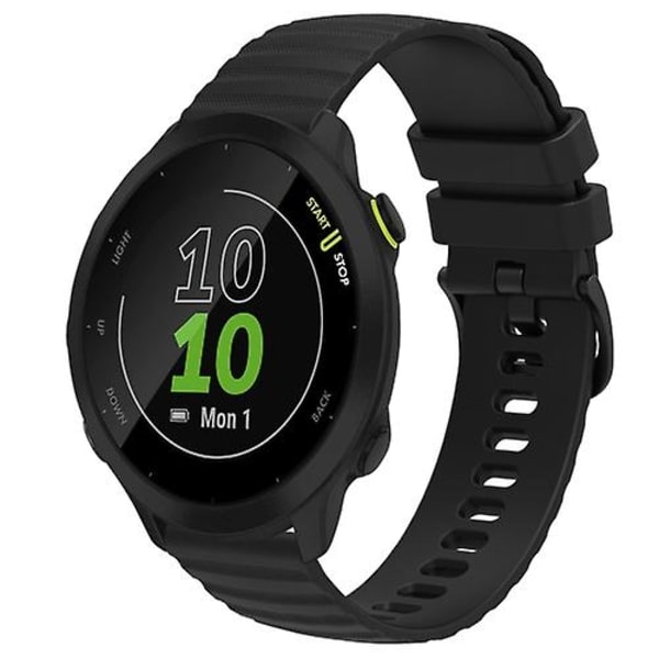 Til Garmin Forerunner 55 20 mm bølget prikmønster ensfarvet silikone urbånd Black