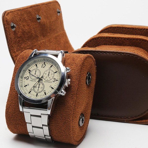 2 Slot Watch Roll Case Klassisk Brun Svart Stor storlek Lämplig för armbandsur Brown