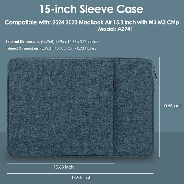 Laptop Taske 15\" Enkel Bærbar Canvas Taske Blå