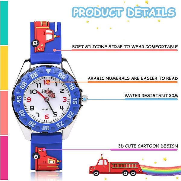 Watch, vattentät watch för barn Quartz Movement, 3d tecknad design, digital watch för 3 år till 11 år flicka Pojke
