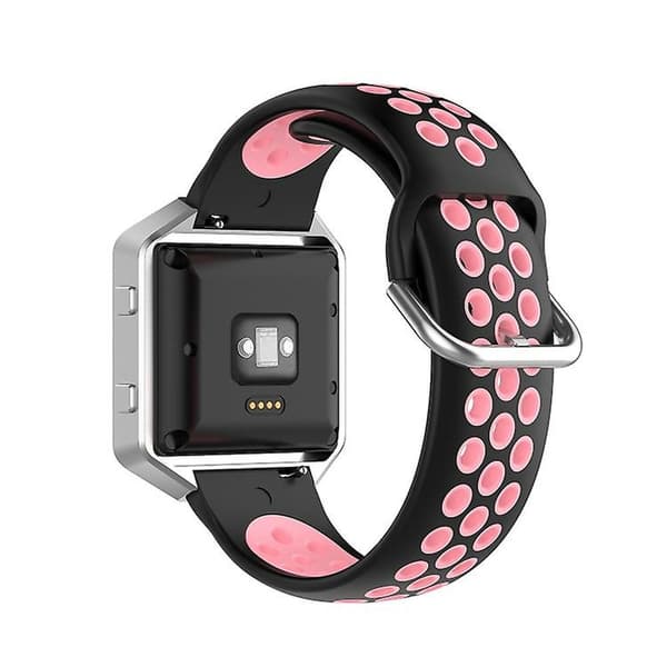För Fitbit Versa 2 / Versa Lite / Blaze 23mm Sport Tvåfärgad Silikonersättningsrem Klocka Black Pink