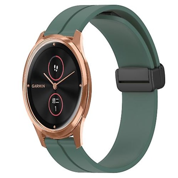 Til Garminmove Luxe 20 mm ensfarvet magnetisk lås silikone urrem Olive Green