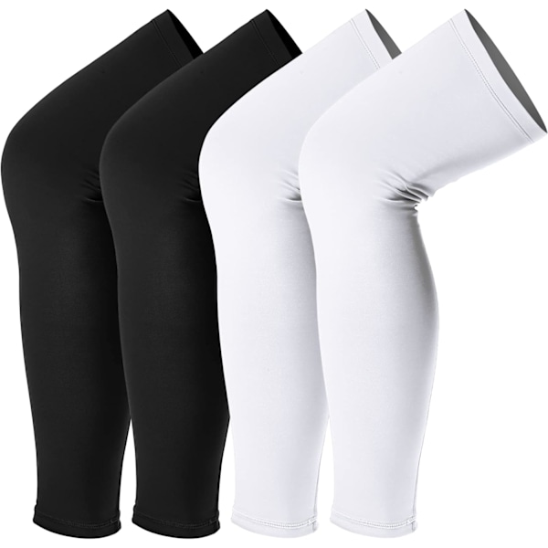 Kompresjonsleggsleeves, lange knebeskyttere med UV-beskyttelse for menn og kvinner 4PCS