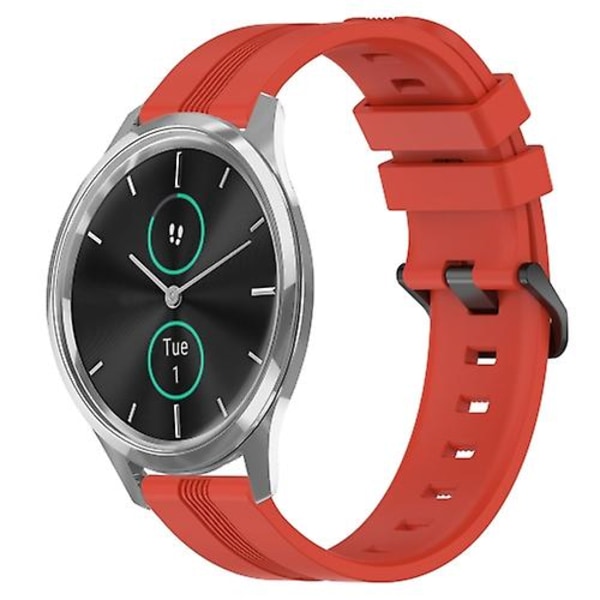 For Garmin Garminmove Luxe 20 mm konkav stripete Slicone klokkebånd Red