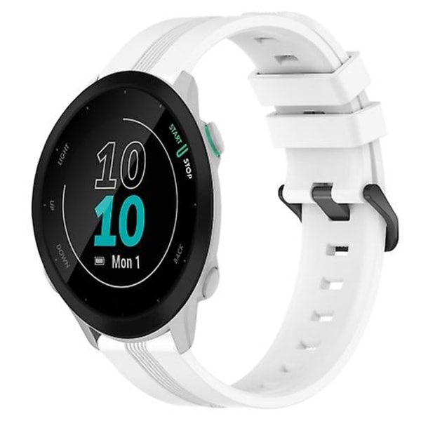 Til Garmin Forerunner 55 20 mm konkav stribet Slicone urbånd White