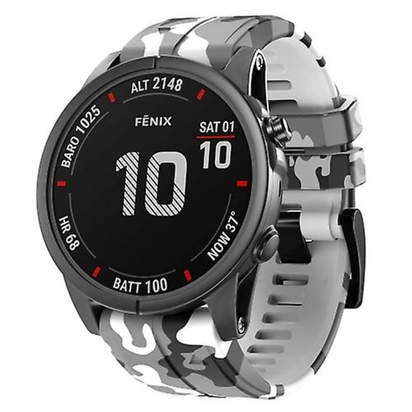 For Garmin Fenix ​​7x Camouflage Silicone Watch Band White