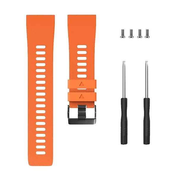 For Garmin Forerunner 35 Black Buckle Silicone Watch Band Orange