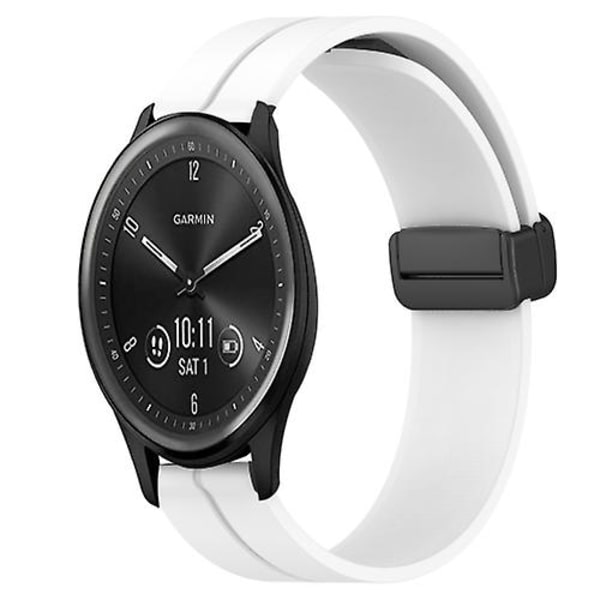 For Garmin Vivomove Sport 20mm Solid Farge Magnetisk Lås Silikon Klokkereim MVM White