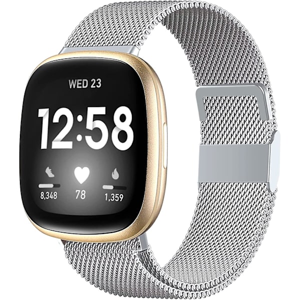 Magnetiske bånd som er kompatible med Fitbit Versa 3 og Sense Smartwatch - Multi Color Silver Large
