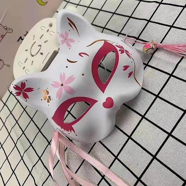 Fox Cosplay Mask Half Face Cat Mask Til Julefest Kostyme Japansk Kitsune Mask Kabuki Masquerade Cat 2