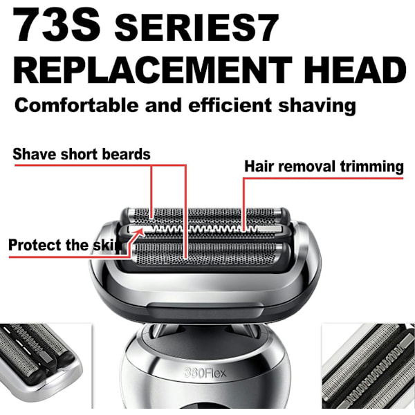 Series 7 73S Elektrisk barbermaskine udskiftningshoved kompatibel, til mænds barbermaskine barberblade passer til Braun Series 7: 5764 7020s 7025s 7085cc 7027cs …