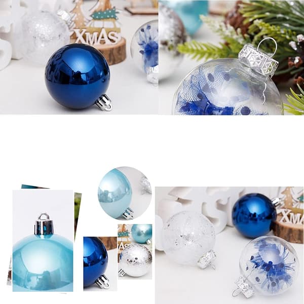 Okrossbara julkulor i plast, 6 cm (blå - 30 st)