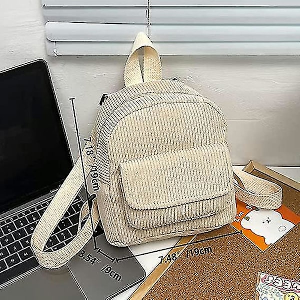 2 st Kvinnors Mini Ryggsäck Sladd Student Flickor Bokväskor Retro Resväskor (d-8d) beige