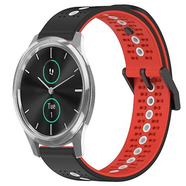 För Garminmove Luxe 20mm Tricolor Andningsbart watch Black-Red-White