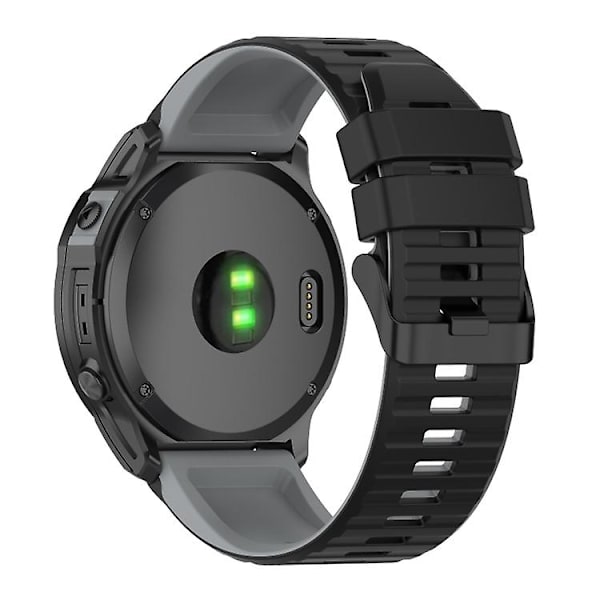Til Garmin Fenix ​​7 26mm tofarvet silikone urrem Black Grey