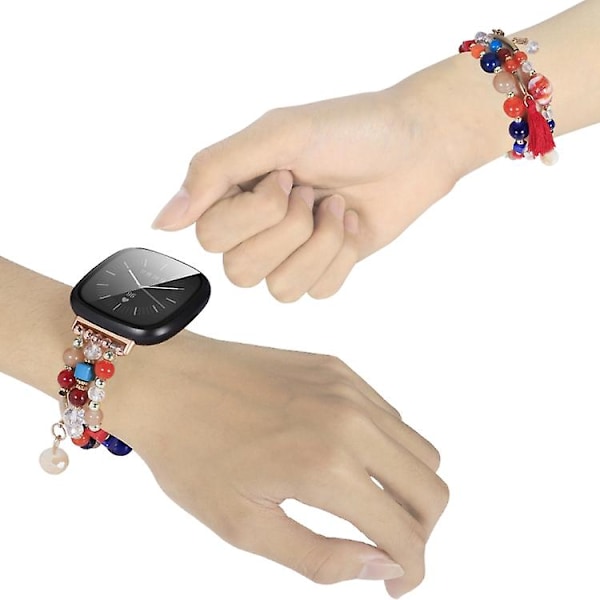 För Fitbit Versa 3 / Sense Round Bead Chain Watch Band Colorful