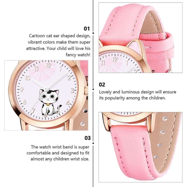 Cat Ear Shape Luminous Watch For Little Girl Rosa (rosa