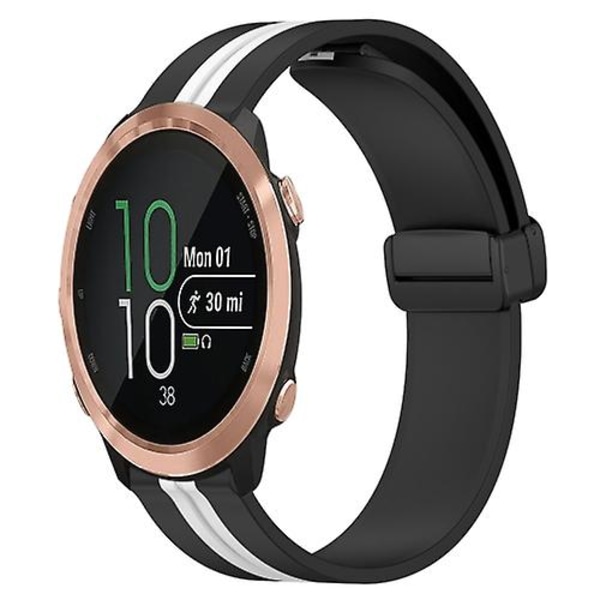 Til Garmin Forerunner 645 Music 20 mm foldemagnetisk lås silikone urbånd Black-White