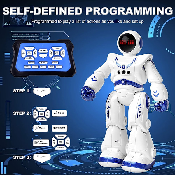 Fjernkontrollrobotleker for barn, RC Smart Robot med gående sangdans