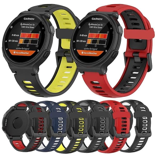For Garmin Forerunner 735 / 235 Tofarget silikonklokkerem Black-Yellow
