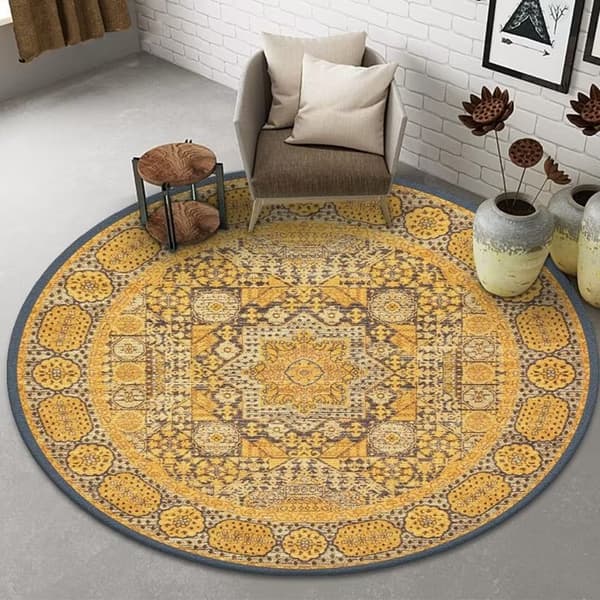 Boho rund matta, heminredningsmattor Halkfri och tvättbar för sovrum Badrum (Stil 12/80X80cm)