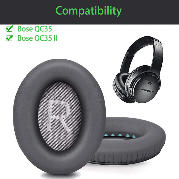 Øreputer Erstatning av puter for Bose Quietcomfort 35 / Qc35 Ii Dark Gray